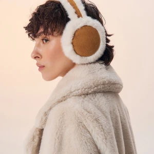 Kremowo-brązowe nauszniki ze sztucznego futerka i zamszu House