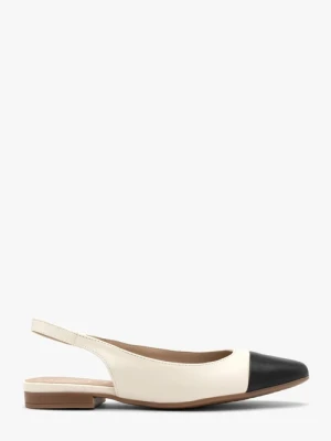 Kremowo czarne baleriny typu slingback RYŁKO
