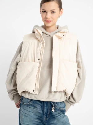 Kremowy bezrękawnik na stójce Reporter