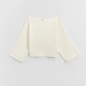 Kremowy krótki sweter z szerokimi rękawami House