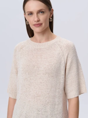 Kremowy luźny sweter z rękawem do łokcia Greenpoint