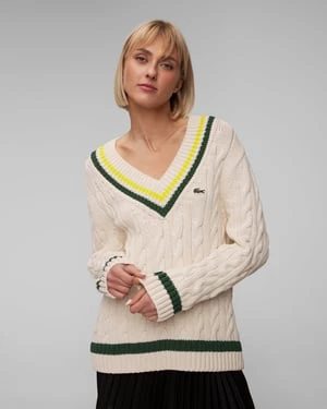 Kremowy Sweter Damski Lacoste Af6942