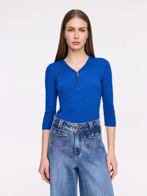 Kobaltowy sweter z dzianiny TARANKO