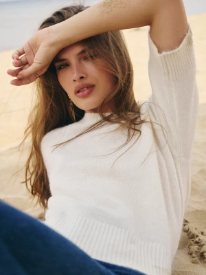 Kremowy sweter z wełną i moherem TARANKO