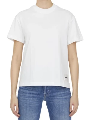 Kremowy T-shirt z okrągłym dekoltem dla kobiet Jil Sander