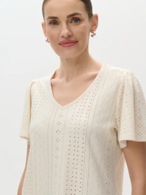 Kremowy top o ażurowej strukturze Greenpoint
