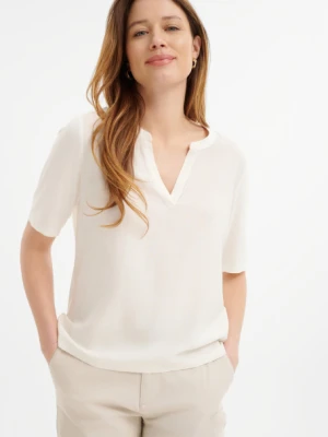 Kremowy top z efektownym dekoltem Greenpoint