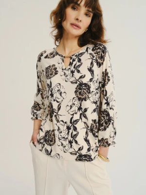 Kremowy top z nadrukiem w kwiaty Greenpoint