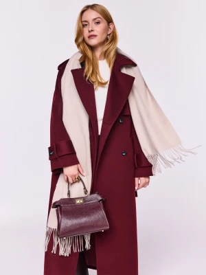 Kremowy wełniany szal z domieszką kaszmiru TARANKO