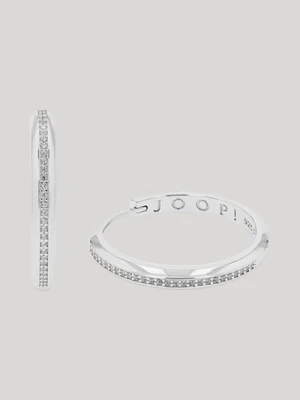 Kreole w kolorze srebrnym, ozdobione cyrkoniami Joop