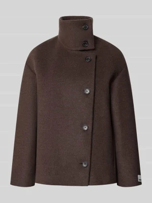 krój loose fit krótki płaszcz z wełny model 'MAJELAA WOOL' ARMEDANGELS Ciemnobrązowy