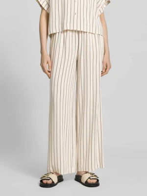 krój loose fit Szerokie spodnie z mieszanki wiskozy i lnu model 'VIVA-GULIA' Selected Femme