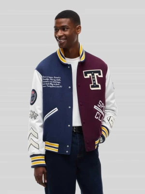 kroj́ regular fit bomberka z mieszanki wełny model 'LETTERMAN' Tommy Jeans Ciemnoniebieski