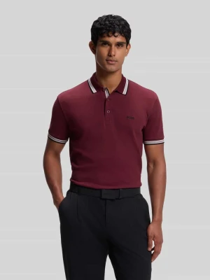 krój regular fit kołnierzyk polo z czystej bawełny model 'PADDY' Boss Bordowy