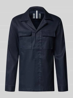 Krój regular fit koszulowa kurtka z mieszanki lnu z kieszeniami na piersi Profuomo