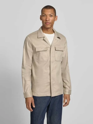 Krój regular fit koszulowa kurtka z mieszanki lnu z kieszeniami na piersi Profuomo