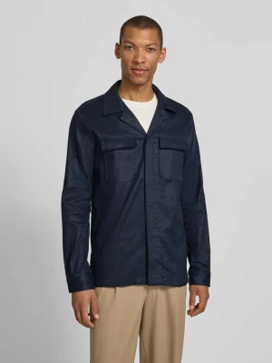 Krój regular fit koszulowa kurtka z mieszanki lnu z kieszeniami na piersi Profuomo