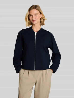 Krój regular fit krótki blezer z mieszanka wiskozy Tom Tailor Granatowy