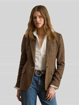 Krój regular fit krótki blezer z mieszanki bawełny Lauren Ralph Lauren Camel