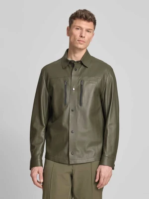 Krój regular fit kurtka skórzana z prawdziwej skóry jagnięcej model 'LH_PS SPIRIT70 ST' - Porsche x BOSS BOSS Green