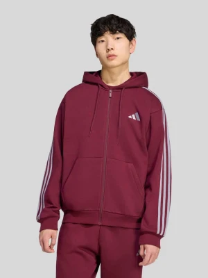 kurtka z kapturem o kroju regular fit z paskami 3-Stripes Adidas Ciemnoczerwony