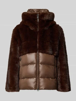 kroj regular fit kurtka zimowa z mieszanki materiałów ze sztucznym futrem model 'FANEVIL' Blauer Usa Ciemnobrązowy