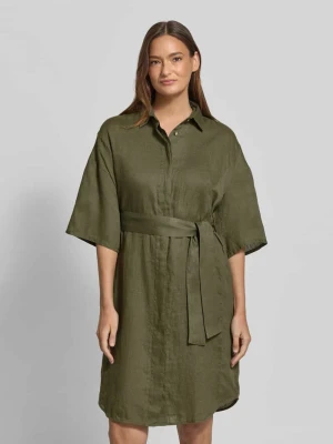 krój regular fit lniana sukienka z czystego lnu model 'Derby' 0039 italy