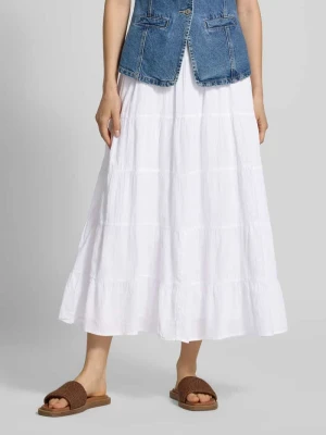 krój regular fit spódnica midi z falbaną z czystej bawełny model 'KELLY' Only