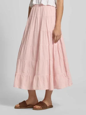 krój regular fit spódnica midi z falbaną z czystej bawełny model 'KELLY' Only