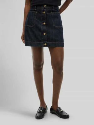 Krój regular fit spódnica mini z czystej bawełny z listwą guzikową Tommy Hilfiger Ciemnoniebieski