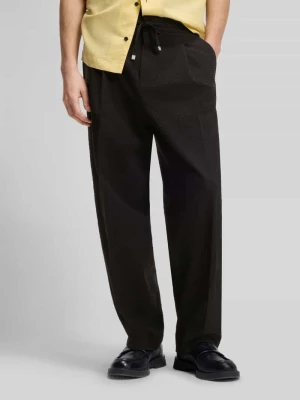 kroj regular fit spodnie z zakładkami w pasie z mieszanka bawełny model 'TARI262X' HUGO