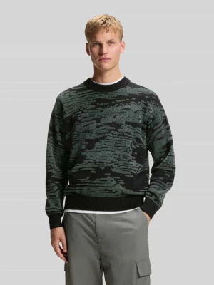 Krój regular fit sweter dzianinowy z graficznym wzorem żakardowym model 'Andscape' Boss Orange