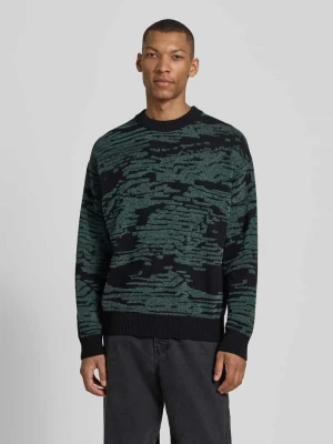 Krój regular fit sweter dzianinowy z graficznym wzorem żakardowym model 'Andscape' Boss Czarny