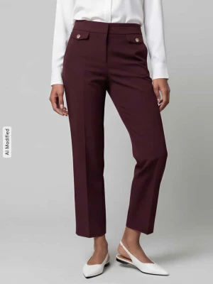krój regular fit szerokość spodnie z dodatkiem wiskozy model 'ALARA' SEDUCTIVE Bordowy