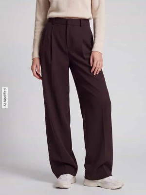 kroj regular fit szerokość spodnie z dodatkiem wiskozy model 'SONJA' Only Czekoladowy