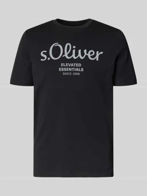 krój regular fit t-shirt z czystej bawełny model 'BASIC TEE BIG LOGO' s.Oliver RED LABEL