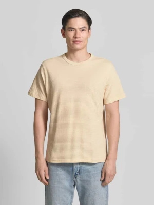 krój regular fit t-shirt z czystej bawełny model 'COOPER' Selected Piaskowy
