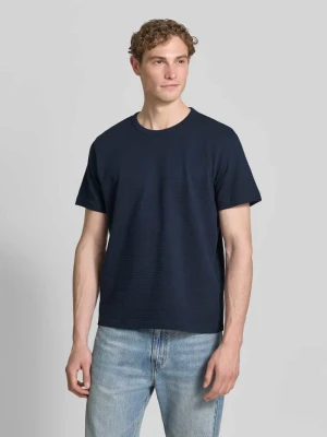 krój regular fit t-shirt z czystej bawełny model 'COOPER' Selected Granatowy