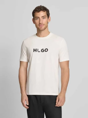 krój regular fit t-shirt z czystej bawełny model 'DUMEO' HUGO