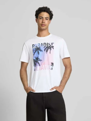 krój regular fit t-shirt z czystej bawełny model 'MAGDY LIFE' Only & Sons Biały