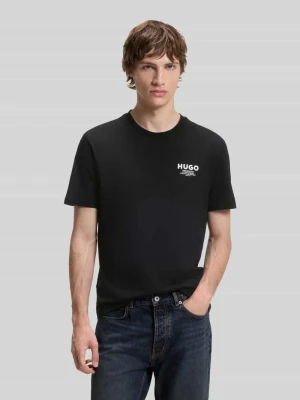 krój regular fit t-shirt z czystej bawełny model 'NESPTEE' Hugo czarny