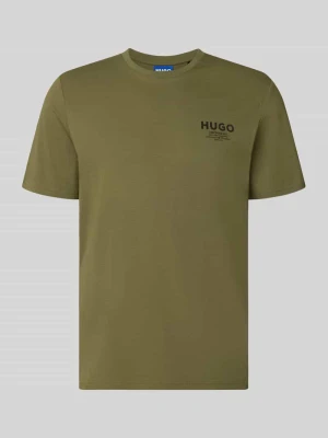 krój regular fit t-shirt z czystej bawełny model 'NESPTEE' Hugo Oliwkowy