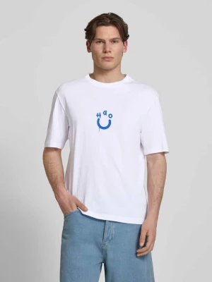 krój regular fit t-shirt z czystej bawełny model 'NORIZOM' Hugo Biały