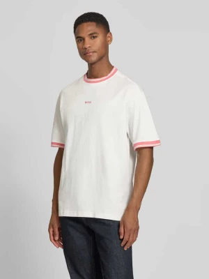 krój regular fit t-shirt z czystej bawełny model 'TE_BLOCKS' Boss Złamany biały