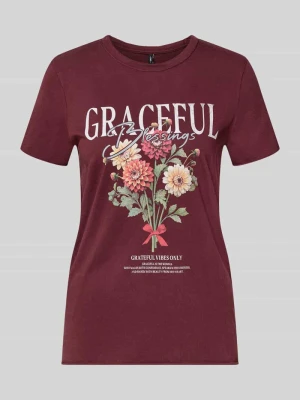 krój regular fit t-shirt z czystej bawełny 'ONLLUCY' Only Bordowy melanż