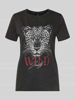 krój regular fit t-shirt z czystej bawełny 'ONLLUCY' Only Czarny