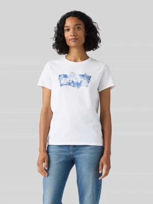 krój regular fit t-shirt z czystej bawełny z nadruk z logo Levi's Złamany biały