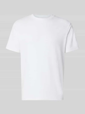 krój regular fit t-shirt z mieszanka bawełny model 'SPENCER' Selected Biały