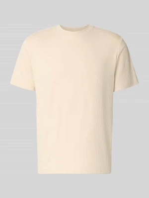 krój regular fit t-shirt z mieszanka bawełny model 'SPENCER' Selected Écru