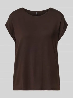 krój regular fit t-shirt z mieszanka lyocellu model 'AVA' Vero Moda Czekoladowy